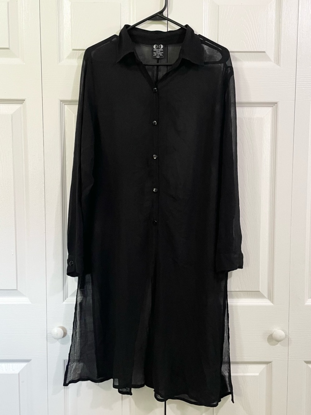 ZERO ZERO 90s Y2K Sheer Button Down Shirt Dress Witchy Goth Size 1X